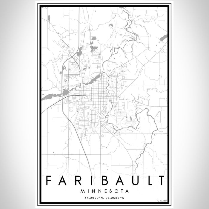 Faribault Minnesota Map Print Portrait Orientation in Classic Style With Shaded Background