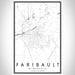 Faribault Minnesota Map Print Portrait Orientation in Classic Style With Shaded Background