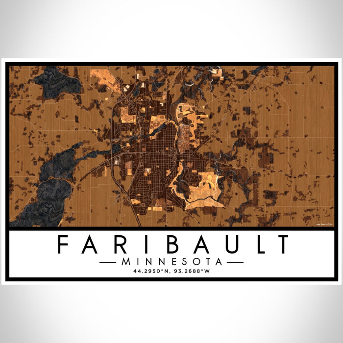 Faribault Minnesota Map Print Landscape Orientation in Ember Style With Shaded Background