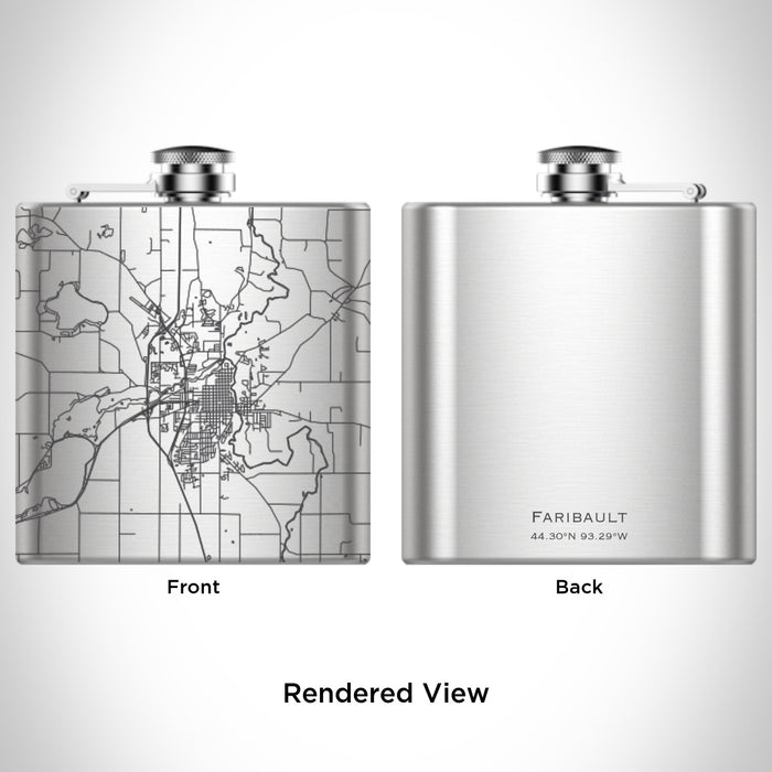 Rendered View of Faribault Minnesota Map Engraving on 6oz Stainless Steel Flask