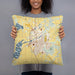 Person holding 18x18 Custom Faribault Minnesota Map Throw Pillow in Woodblock