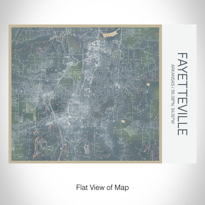 Rendered View of Fayetteville Arkansas Map on 20oz Stainless Steel Insulated Bottle with Bamboo Top with printed afternoon style map