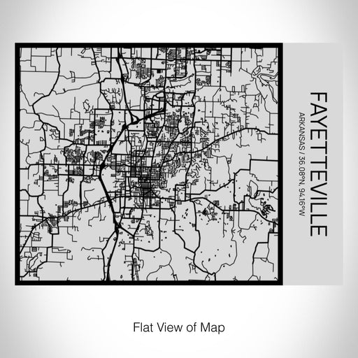 Rendered View of Fayetteville Arkansas Map on 20oz Stainless Steel Insulated Bottle with Bamboo Top with printed Tactile Lines Map in Black
