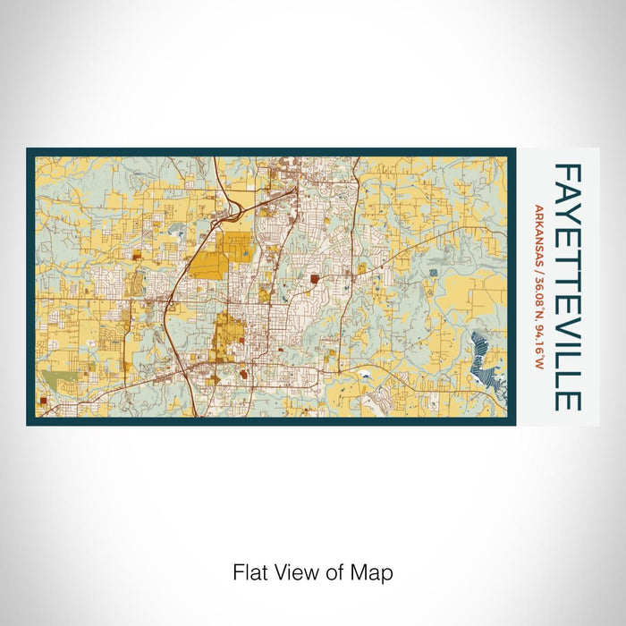 Rendered View of Fayetteville Arkansas Map on 17oz Stainless Steel Insulated Bottle with printed woodblock style map