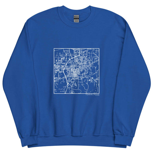 Fayetteville Arkansas  Map Unisex Crewneck Sweater with City inscription in Royal Blue