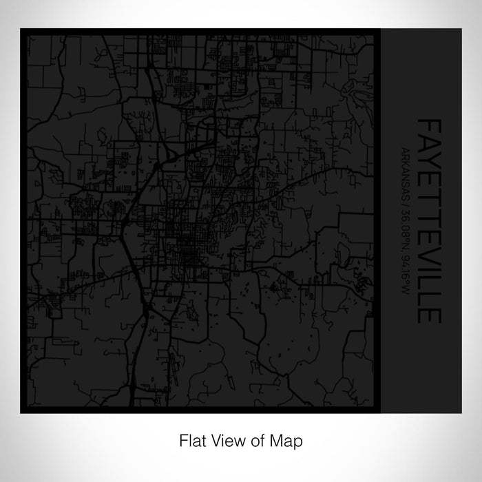 Rendered View of Fayetteville Arkansas Map on 17oz Stainless Steel Insulated Tumbler in Matte Black with Tactile Lines