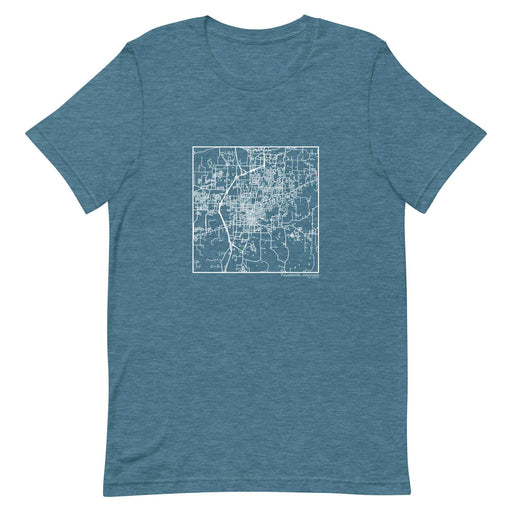 Fayetteville Arkansas  Map Unisex T-Shirt with City inscription in Heather Teal
