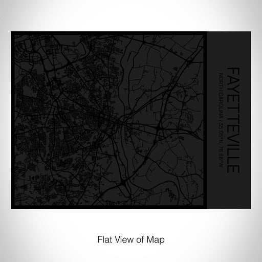 Rendered View of Fayetteville North Carolina Map on 20oz Stainless Steel Insulated Bottle with Bamboo Top in Matte Black with printed Tactile Lines Map in Black