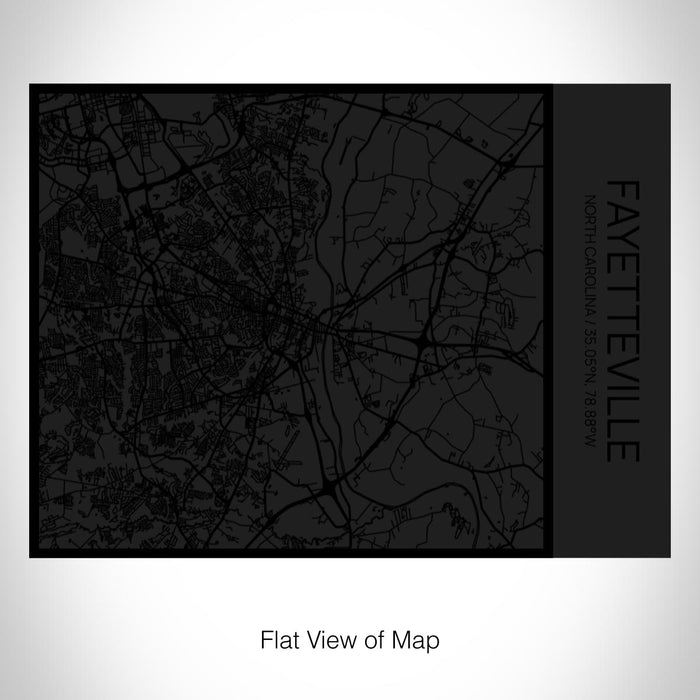 Rendered View of Fayetteville North Carolina Map on 20oz Stainless Steel Insulated Bottle with Bamboo Top in Matte Black with printed Tactile Lines Map in Black