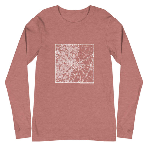 Fayetteville North Carolina  Map Unisex Long-Sleeve T-shirt with City inscription in Heather Mauve