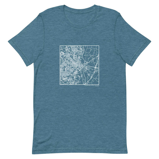 Fayetteville North Carolina  Map Unisex T-Shirt with City inscription in Heather Teal
