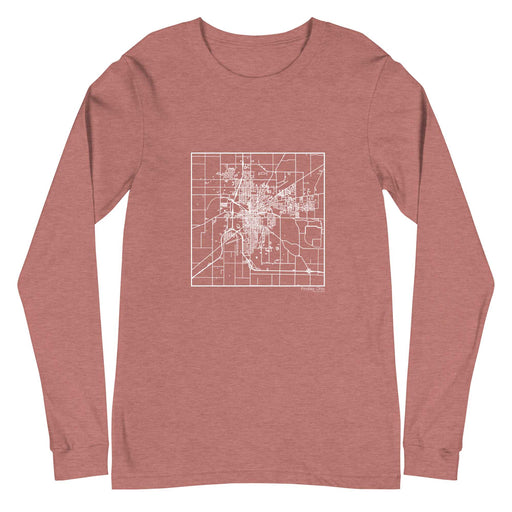 Findlay Ohio  Map Unisex Long-Sleeve T-shirt with City inscription in Heather Mauve