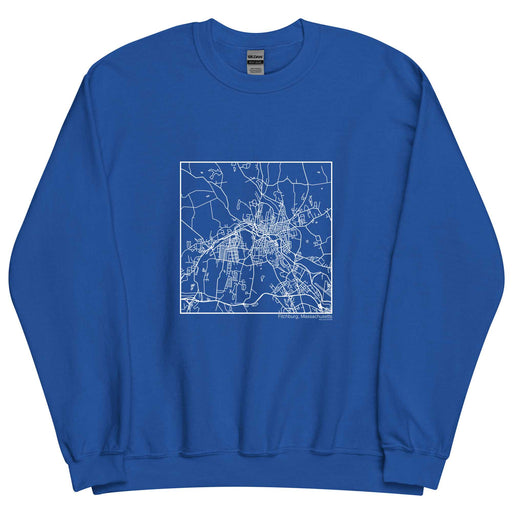 Fitchburg Massachusetts  Map Unisex Crewneck Sweater with City inscription in Royal Blue