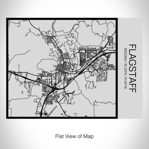 Rendered View of Flagstaff Arizona Map on 20oz Stainless Steel Insulated Bottle with Bamboo Top with printed Tactile Lines Map in Black