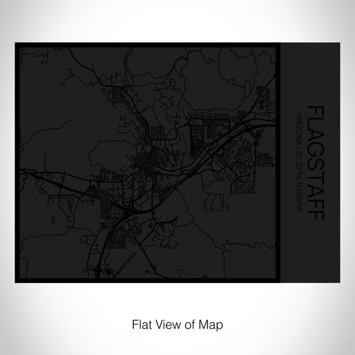 Rendered View of Flagstaff Arizona Map on 20oz Stainless Steel Insulated Bottle with Bamboo Top in Matte Black with printed Tactile Lines Map in Black