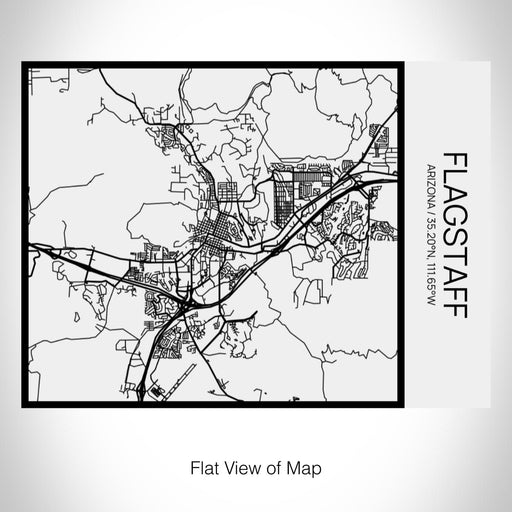 Rendered View of Flagstaff Arizona Map on 20oz Stainless Steel Insulated Bottle with Bamboo Top in Matte White with printed Tactile Lines Map in Black