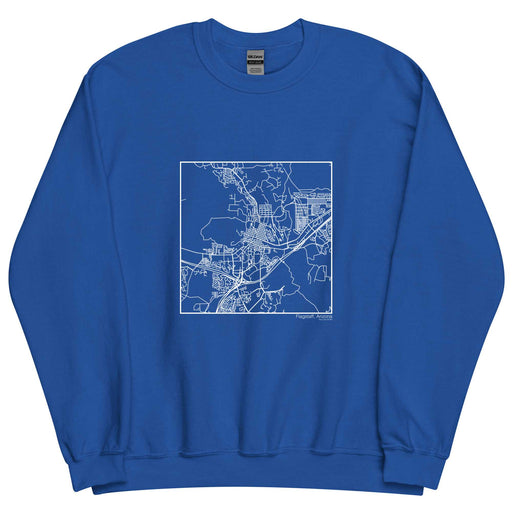 Flagstaff Arizona  Map Unisex Crewneck Sweater with City inscription in Royal Blue