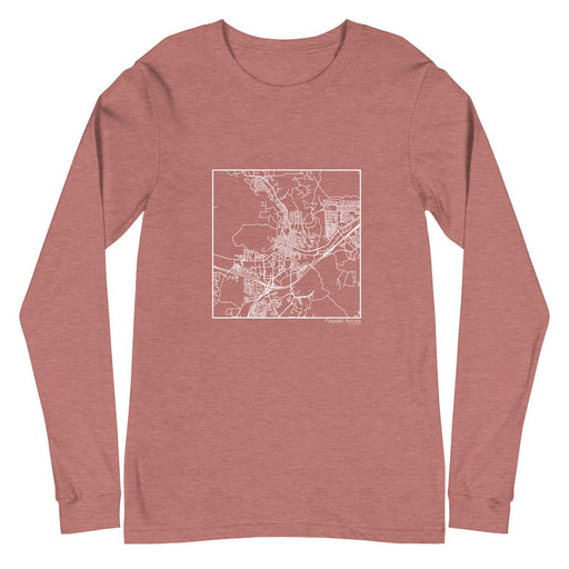 Flagstaff Arizona  Map Unisex Long-Sleeve T-shirt with City inscription in Heather Mauve