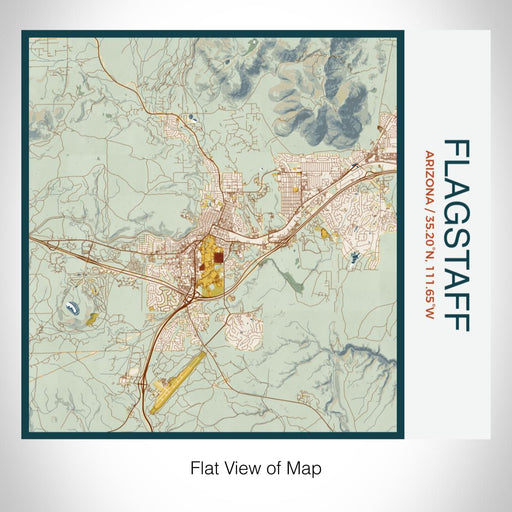 Rendered View of Flagstaff Arizona Map on 17oz Stainless Steel Insulated Tumbler in Woodblock Map Style