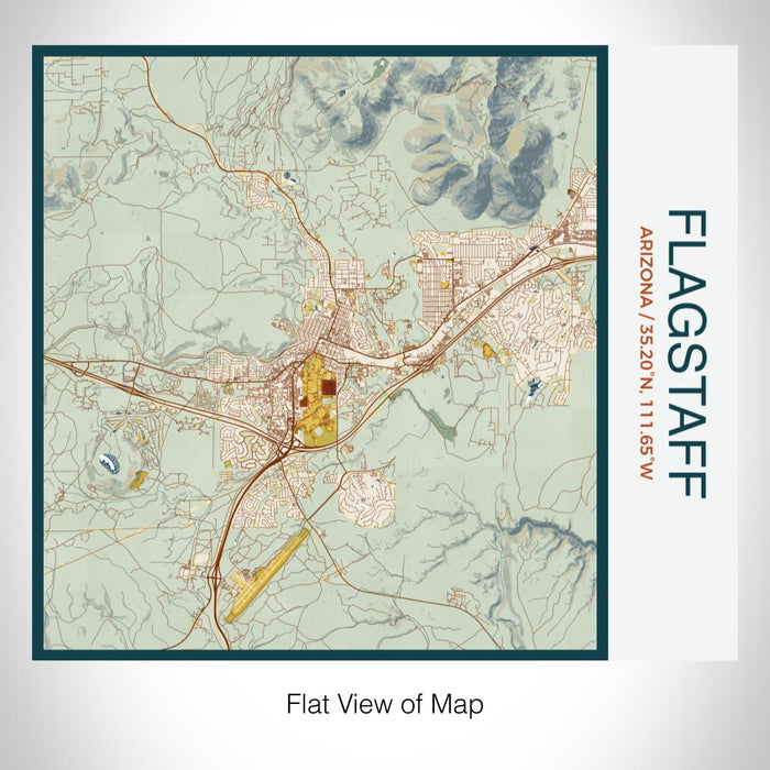Rendered View of Flagstaff Arizona Map on 17oz Stainless Steel Insulated Tumbler in Woodblock Map Style