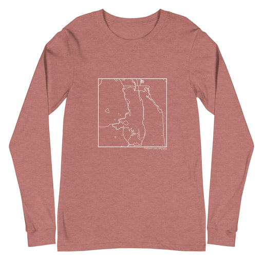 Flathead Lake Montana  Map Unisex Long-Sleeve T-shirt with City inscription in Heather Mauve
