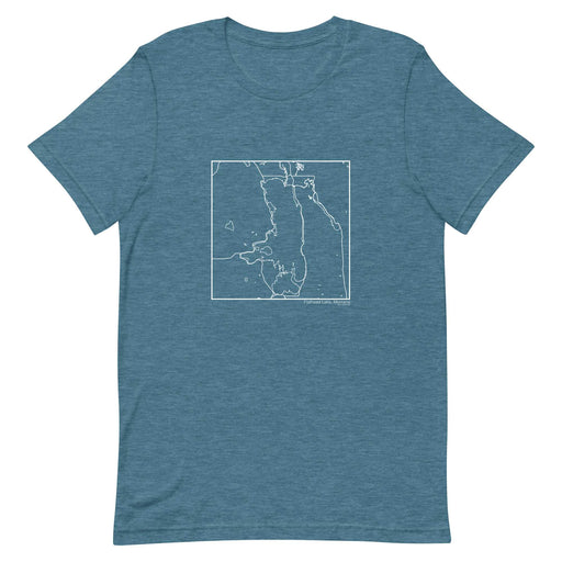 Flathead Lake Montana  Map Unisex T-Shirt with City inscription in Heather Teal