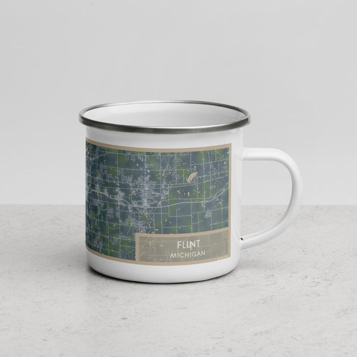 Right View Custom Flint Michigan Map Enamel Mug in Afternoon