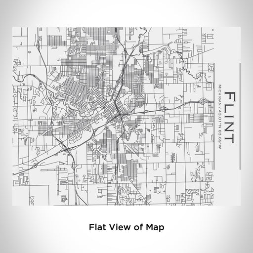 Rendered View of Flint Michigan Map Engraving on 20oz Stainless Steel Insulated Bottle with Bamboo Top in White
