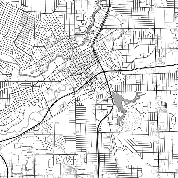 Flint Michigan Map Print in Classic Style Zoomed In Close Up Showing Details