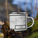 Right View Custom Flint Michigan Map Enamel Mug in Classic on Grass With Trees in Background