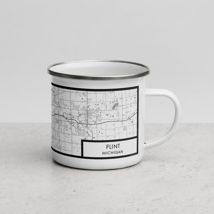 Right View Custom Flint Michigan Map Enamel Mug in Classic