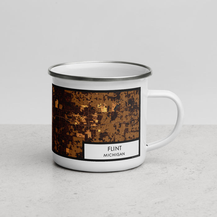 Right View Custom Flint Michigan Map Enamel Mug in Ember