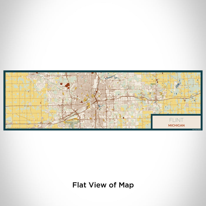Flat View of Map Custom Flint Michigan Map Enamel Mug in Woodblock