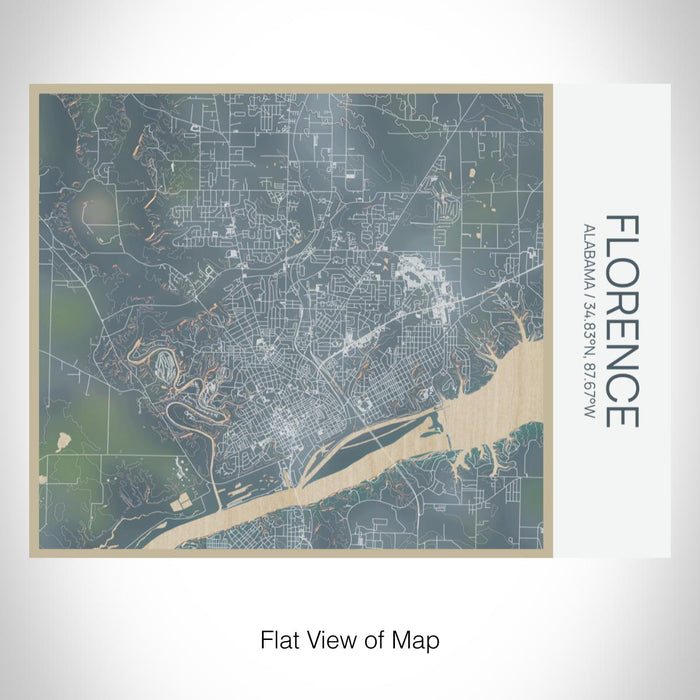 Rendered View of Florence Alabama Map on 20oz Stainless Steel Insulated Bottle with Bamboo Top with printed afternoon style map