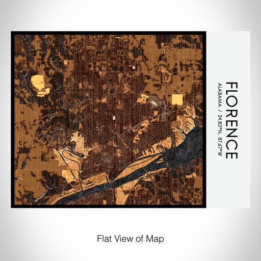 Rendered View of Florence Alabama Map on 20oz Stainless Steel Insulated Bottle with Bamboo Top with printed ember style map