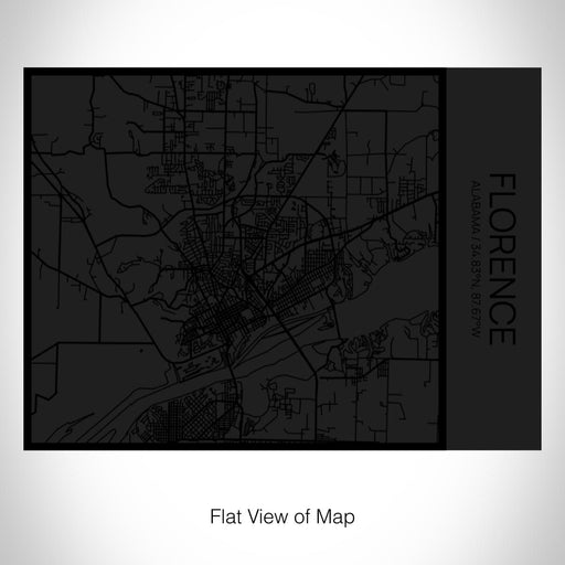 Rendered View of Florence Alabama Map on 20oz Stainless Steel Insulated Bottle with Bamboo Top in Matte Black with printed Tactile Lines Map in Black