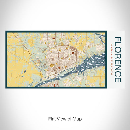 Rendered View of Florence Alabama Map on 17oz Stainless Steel Insulated Bottle with printed woodblock style map