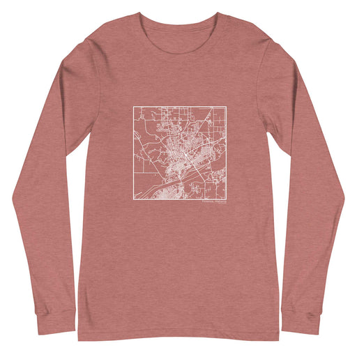 Florence Alabama  Map Unisex Long-Sleeve T-shirt with City inscription in Heather Mauve