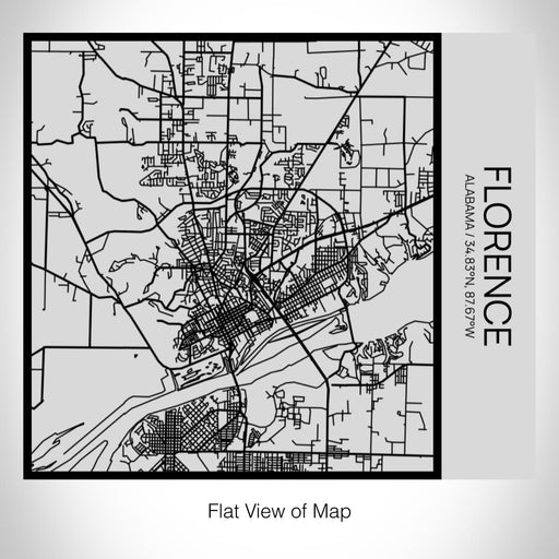 Rendered View of Florence Alabama Map on 17oz Stainless Steel Insulated Tumbler in Tactile Lines with Succulent in Background