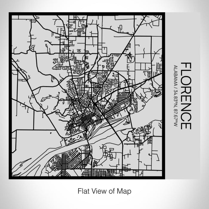 Rendered View of Florence Alabama Map on 17oz Stainless Steel Insulated Tumbler in Tactile Lines with Succulent in Background