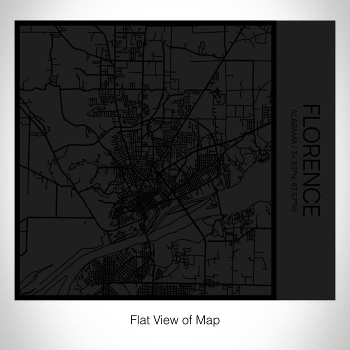 Rendered View of Florence Alabama Map on 17oz Stainless Steel Insulated Tumbler in Matte Black with Tactile Lines
