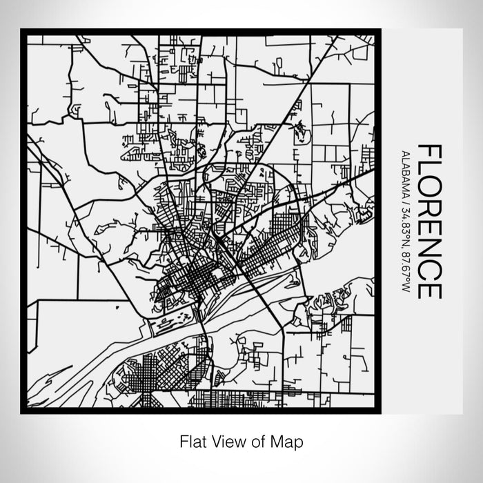 Rendered View of Florence Alabama Map on 17oz Stainless Steel Insulated Tumbler in Matte White with Tactile Lines