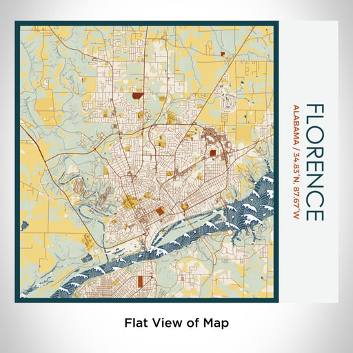 Rendered View of Florence Alabama Map on 17oz Stainless Steel Insulated Tumbler in Woodblock Map Style