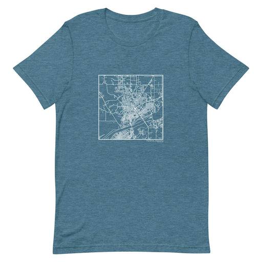 Florence Alabama  Map Unisex T-Shirt with City inscription in Heather Teal
