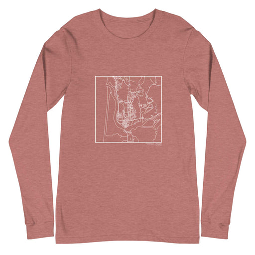 Florence Oregon  Map Unisex Long-Sleeve T-shirt with City inscription in Heather Mauve