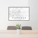 24x36 Florence South Carolina Map Print Lanscape Orientation in Classic Style Behind 2 Chairs Table and Potted Plant