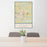 24x36 Florence South Carolina Map Print Portrait Orientation in Woodblock Style Behind 2 Chairs Table and Potted Plant