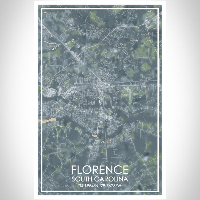 Florence South Carolina Map Print Portrait Orientation in Afternoon Style With Shaded Background