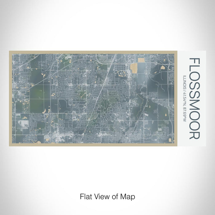 Rendered View of Flossmoor Illinois Map on 17oz Stainless Steel Insulated Bottle with printed afternoon style map