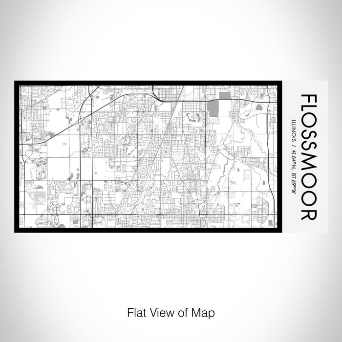 Rendered View of Flossmoor Illinois Map on 17oz Stainless Steel Insulated Bottle with printed classic style map